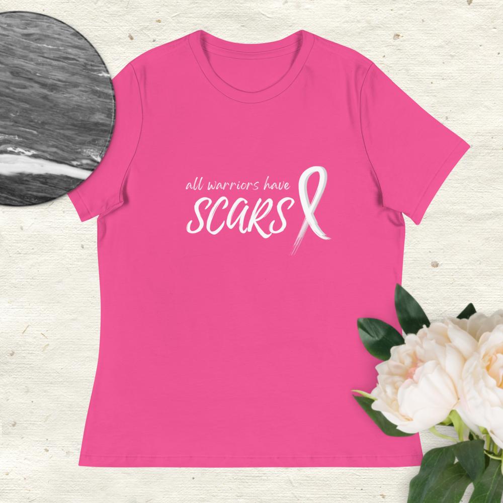 All Warriors Have Scars Cancer Shirt in Berry 