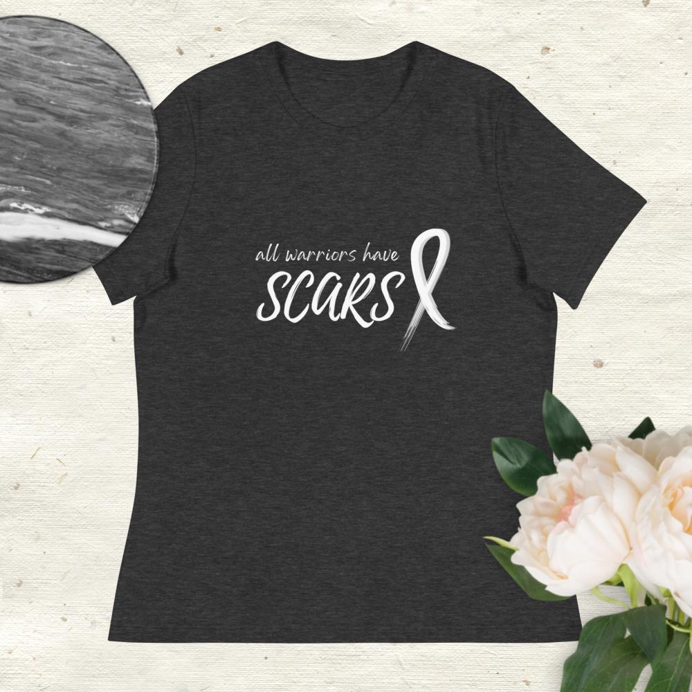 All Warriors Have Scars Cancer Shirt in Heather Grey