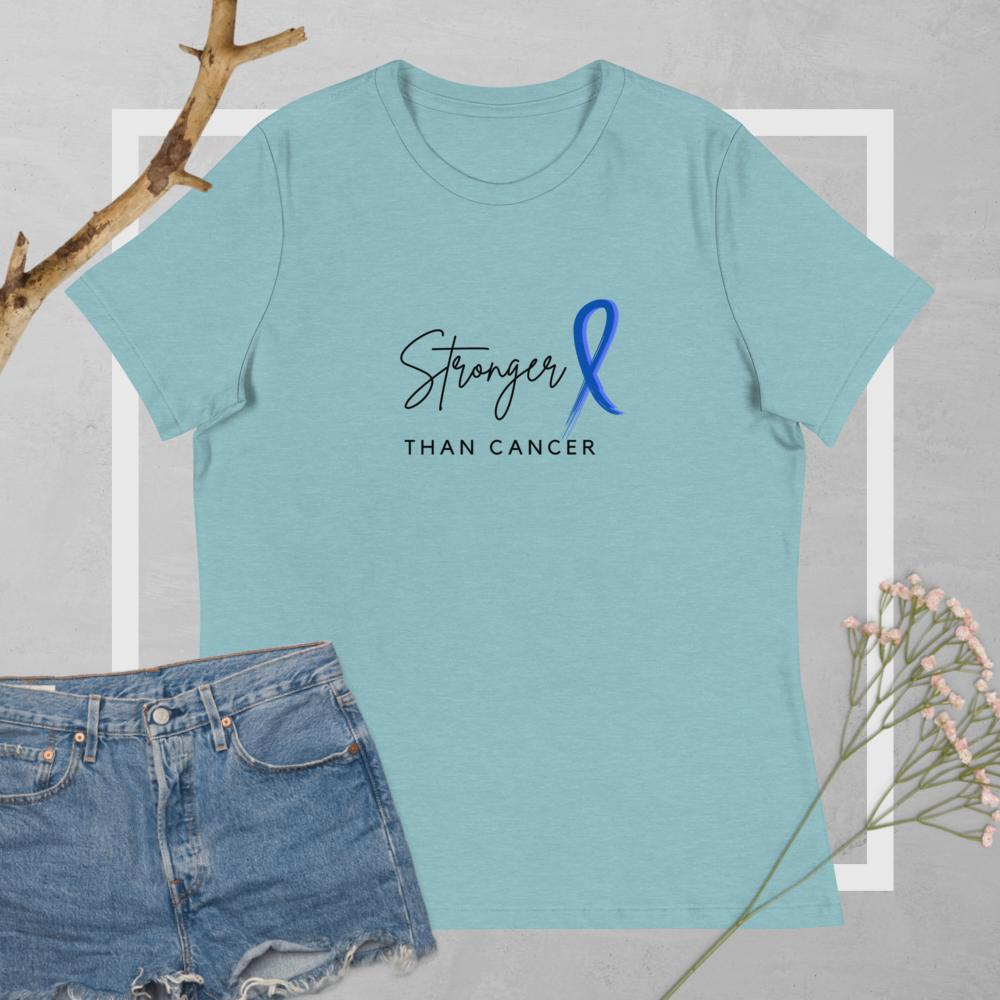 stronger than colon cancer shirt in blue