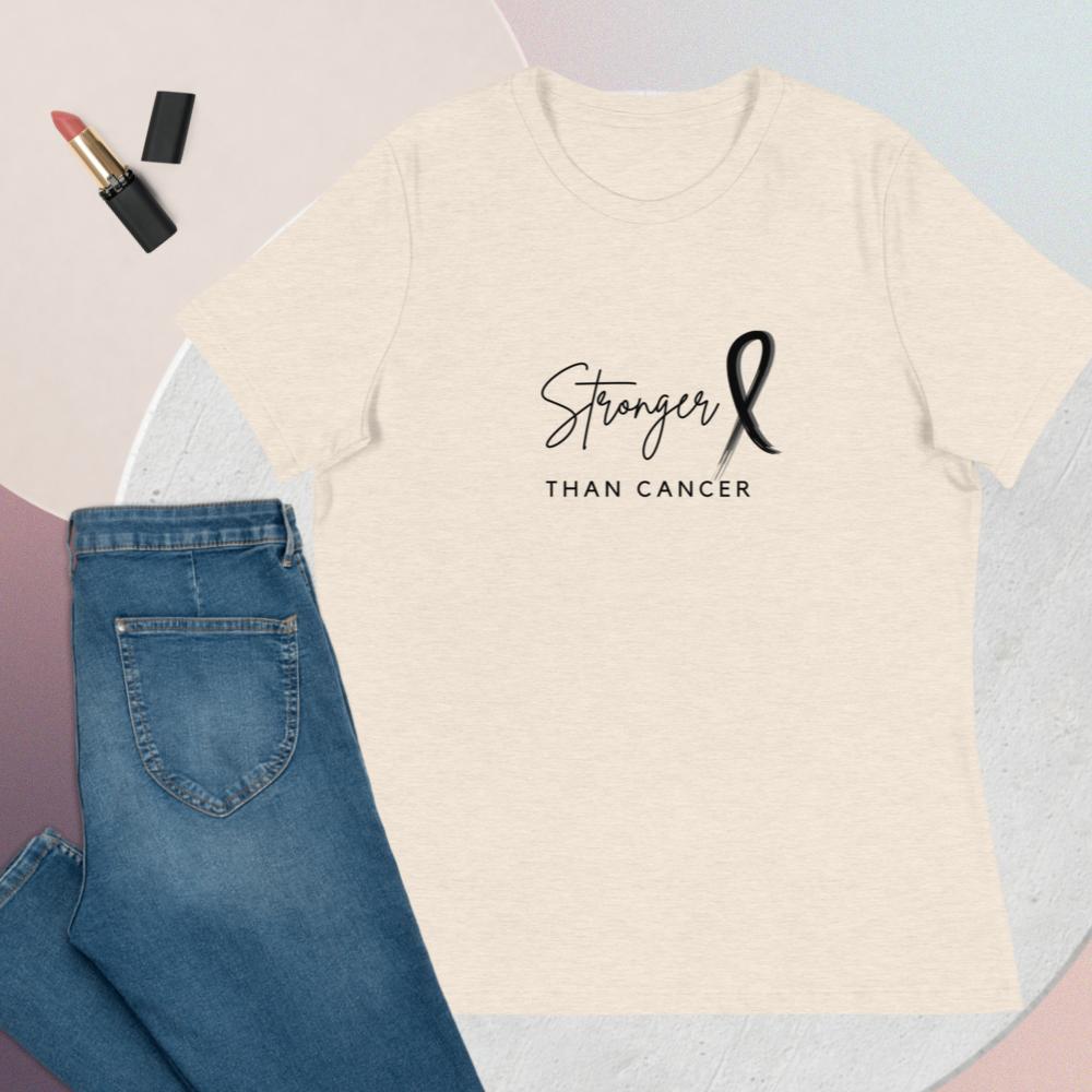 Stronger than cancer shirt with black font in citron