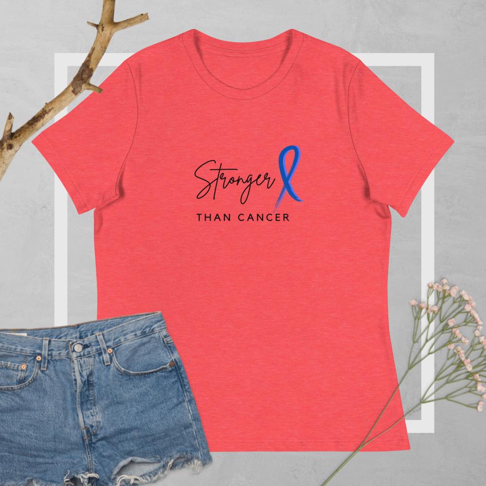 stronger than colon cancer shirt in heather red