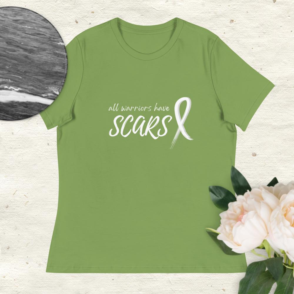 All Warriors Have Scars Cancer Shirt in Leaf Green