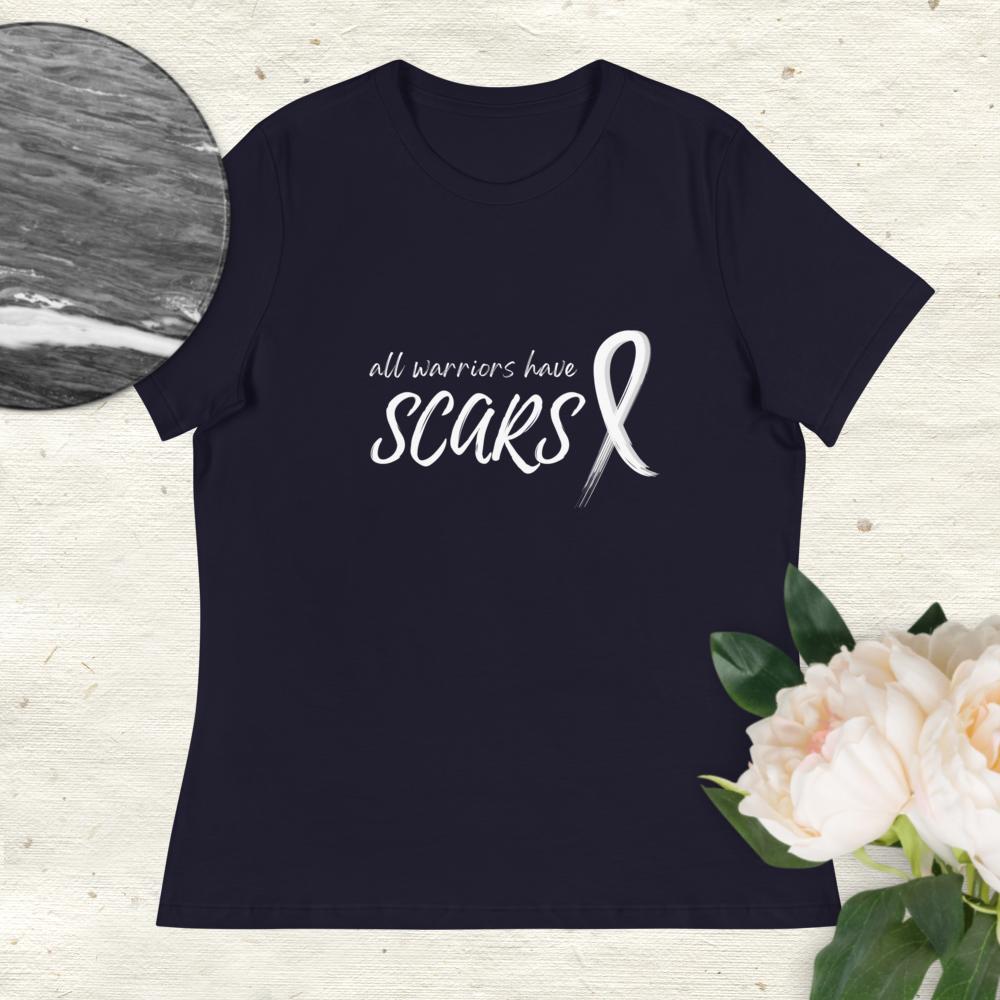 All Warriors Have Scars Cancer Shirt in Navy