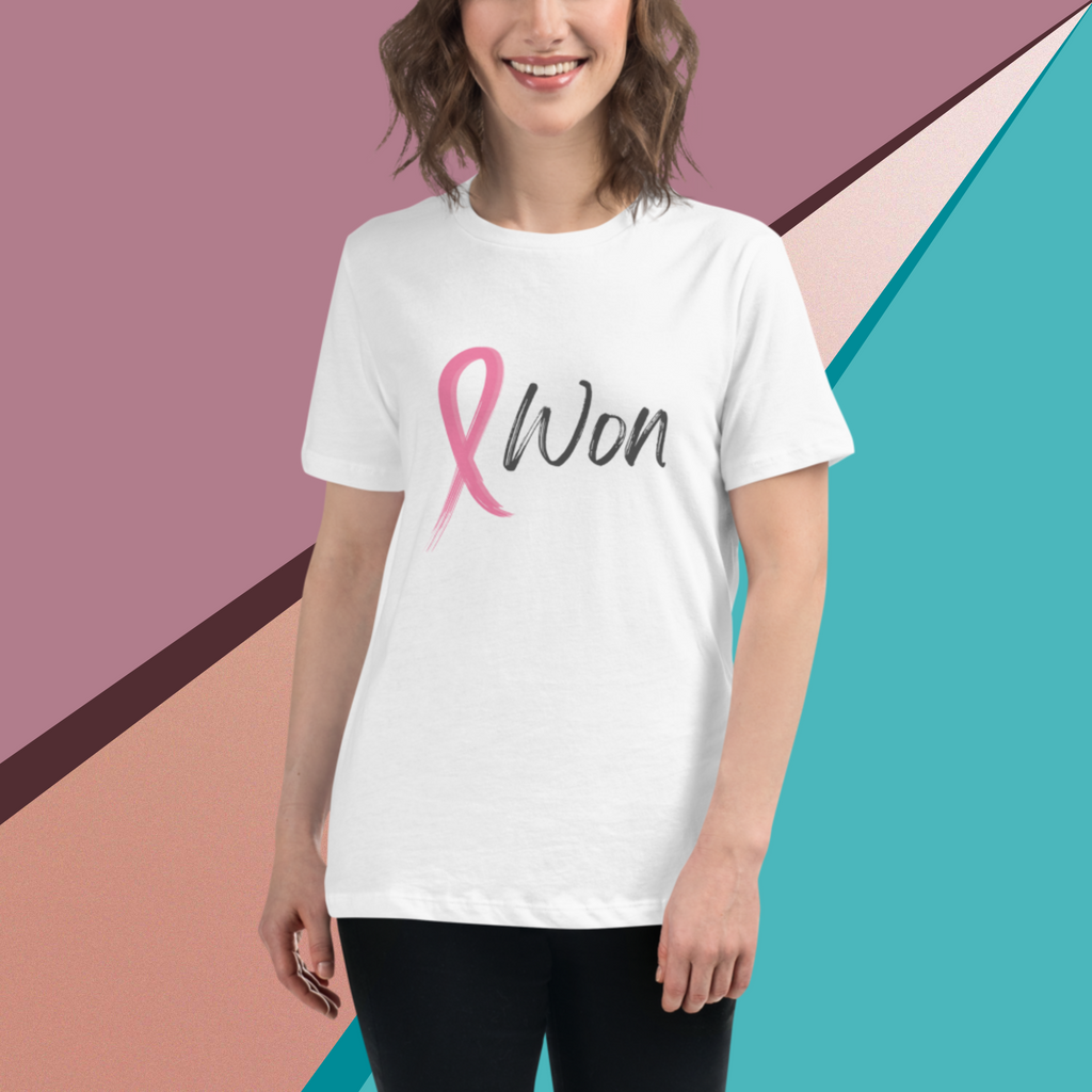 I Won Breast Cancer Women's Shirt in white on model
