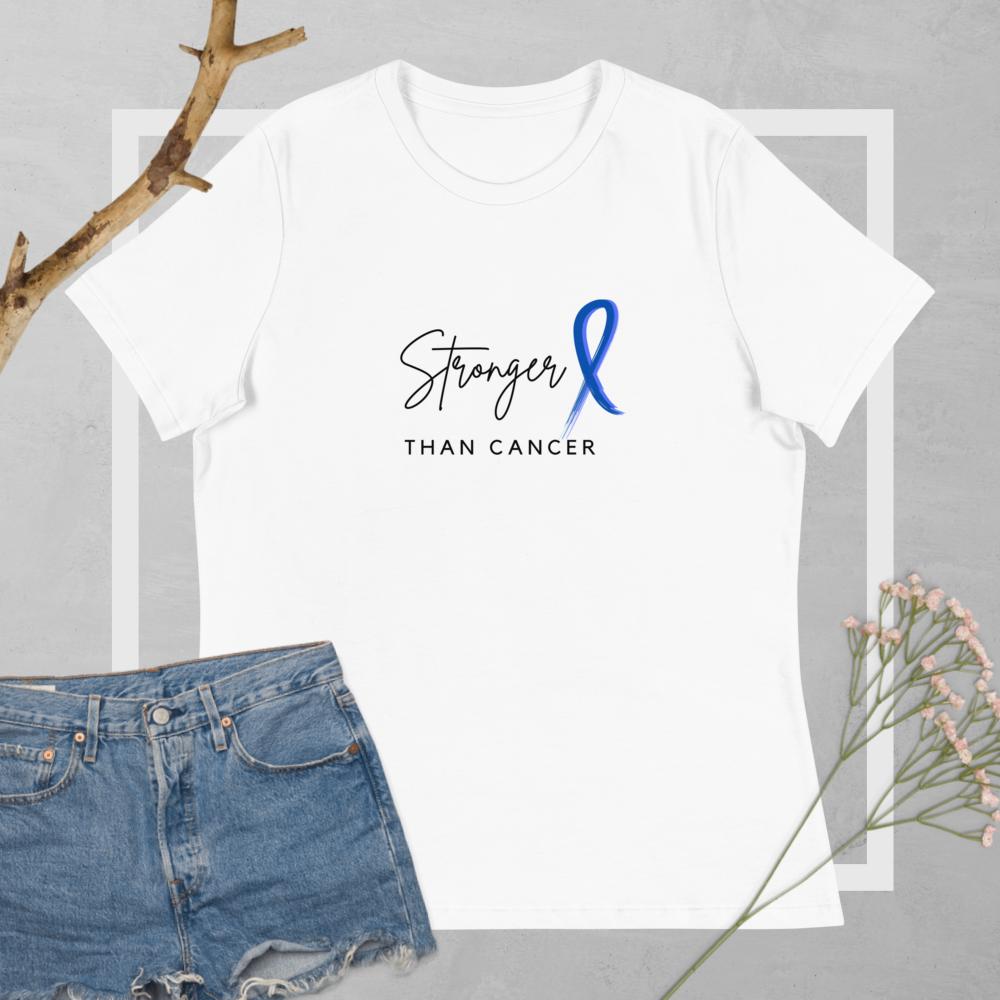 stronger than colon cancer shirt in heather white